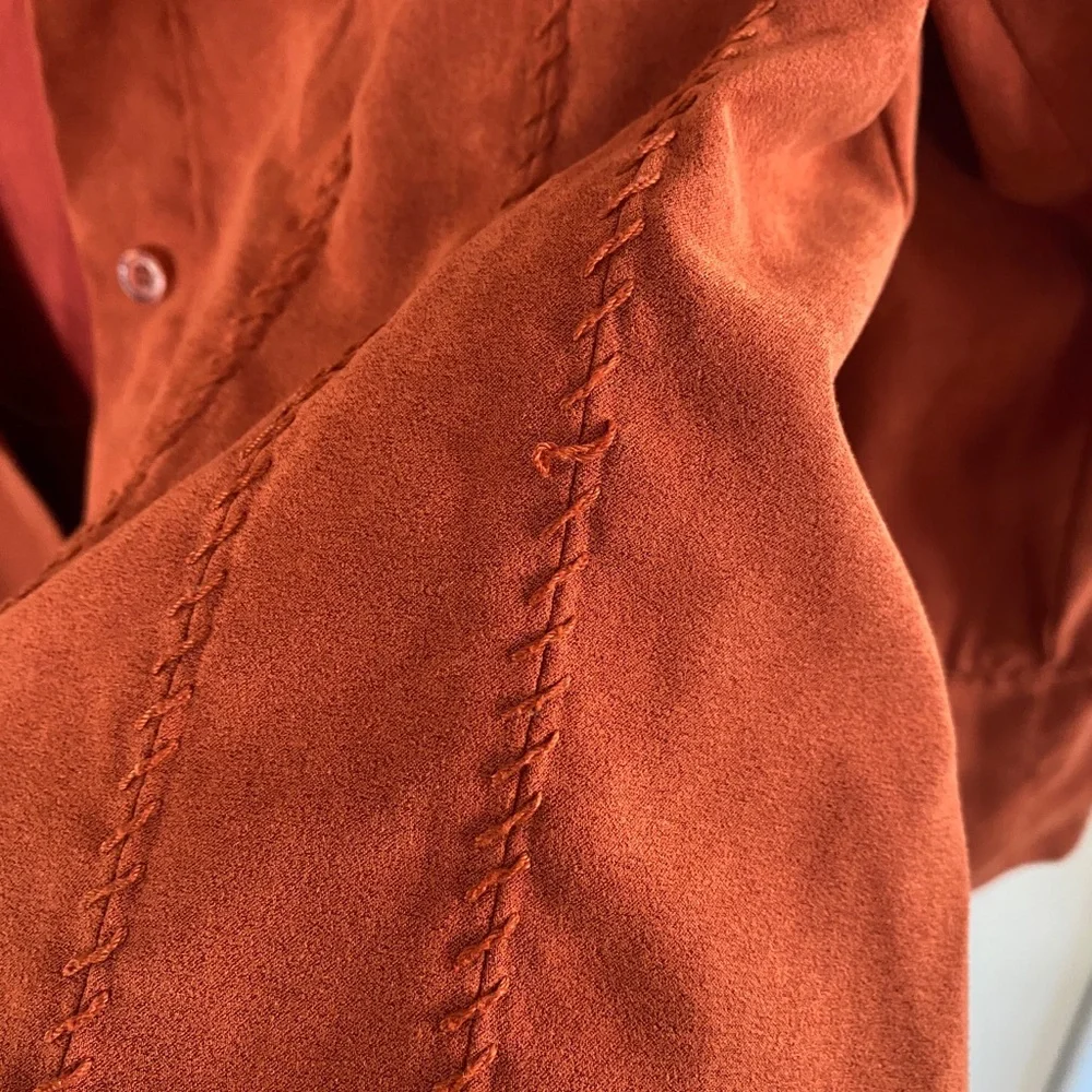 Burnt orange suede button up - Picture 4 of 8